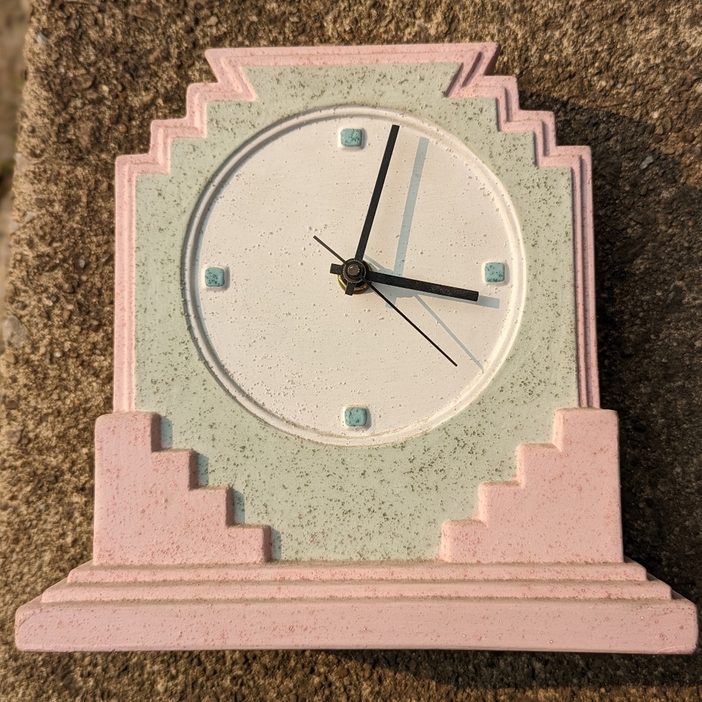 Vintage pink and green clock